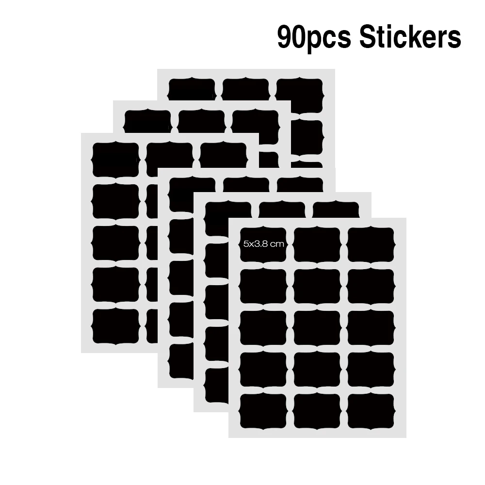 

90pcs Kitchen Label Stickers Waterproof Jars Sticker Spice Sticker Organizer Storage Bottles Chalkboard Labels Tag Wall Stickers