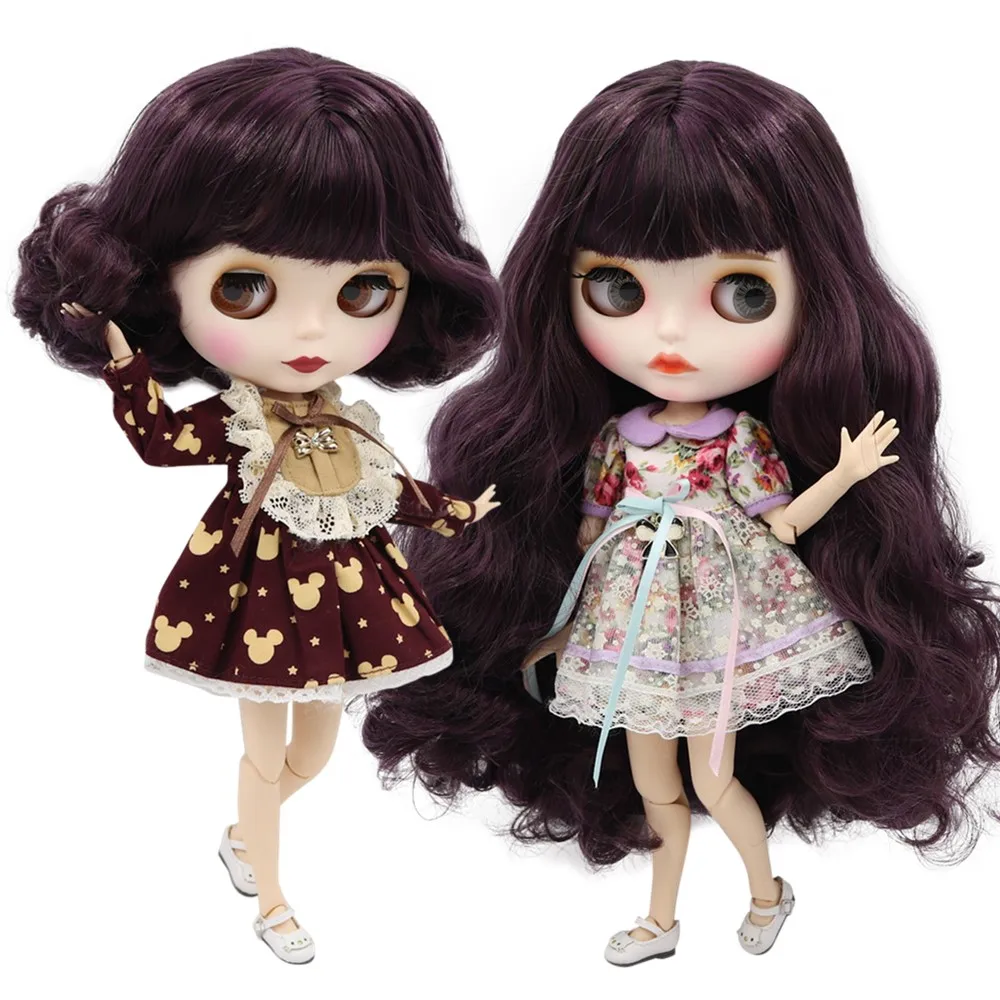 ICY DBS Blyth doll black mix red hair with white skin customized matte face nude Joint body BL135/950