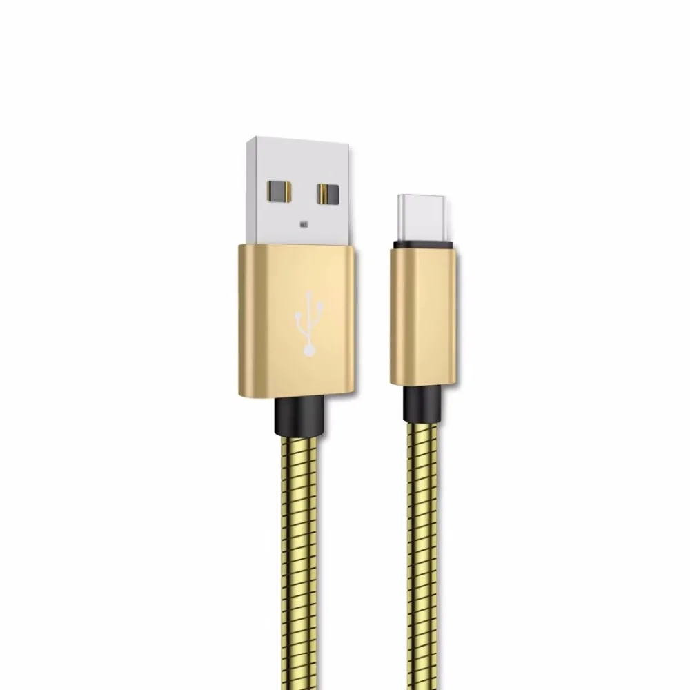 0,2/1/2 м USB 3,1 Тип C кабель 2.4A быстро Зарядное устройство Сталь весна шнур для samsung Galaxy s8 s9 Plus/Note 8 LG G5 G6 G7 V20 V30