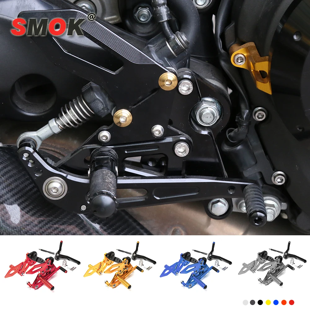 SMOK Мотоцикл CNC Алюминиевые Регулируемые задние комплекты Rearset подставка для ног