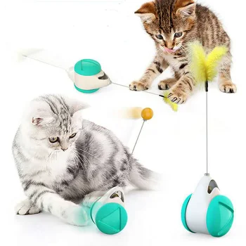 

Smart Cat Toy with Wheels Cat Ball Automatic No Need Recharge Cat Toy Interactive Rotating Mode Funny Cat Training Toys with Rod