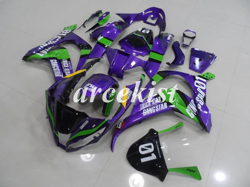 ABS полный обтекатель комплект подходит для kawasaki Ninja ZX-10R ZX10R 2011 2012 2013 Кузов Набор 11 12 13 14 15 зеленый глянец