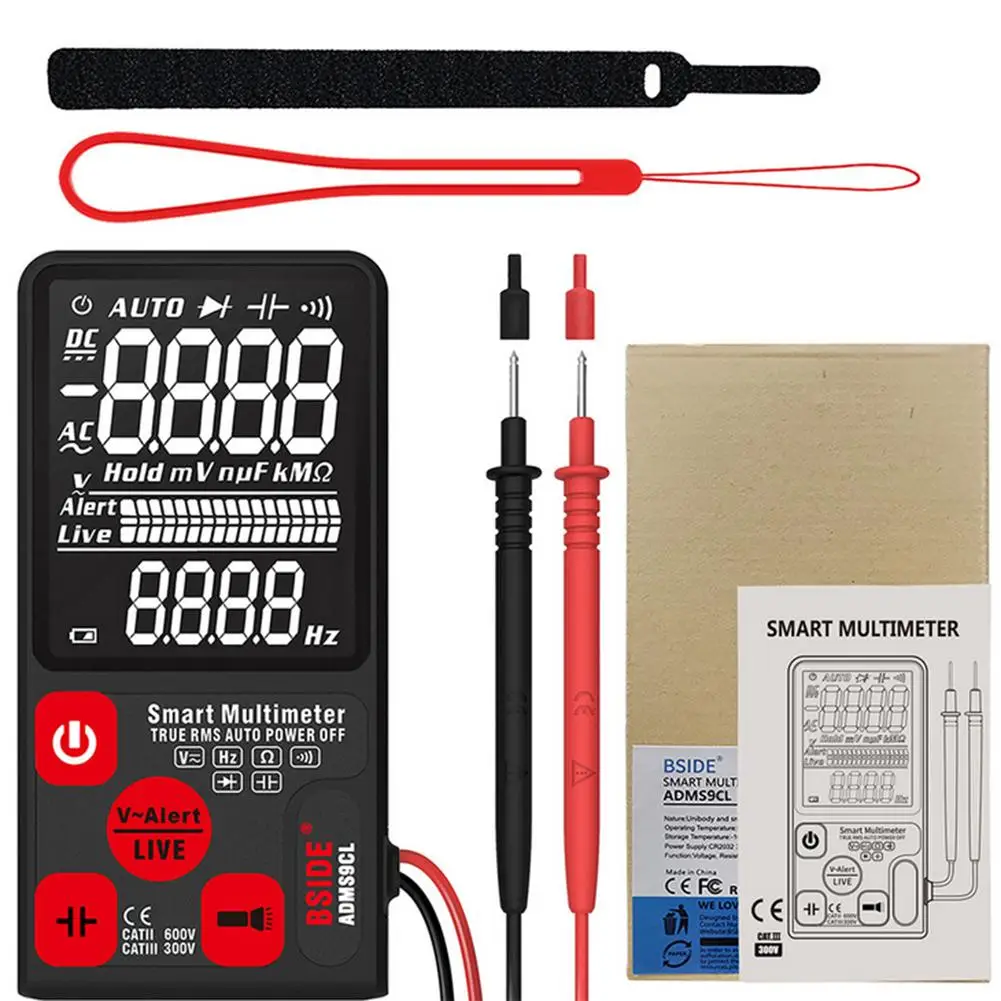 

BSIDE ADMS9CL Portable Digital Multimeter 3.5inch Large LCD Display Voltmeter 3 Lines Mater AC DC NCV Resistance Tester Tool