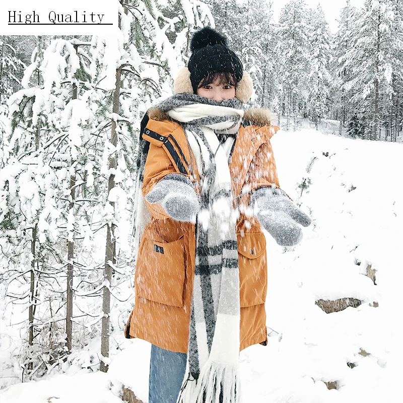 

Winter Duck Down Jacket Women Thick Down Coat Female Large Real Fur Hooded Warm Clothes Ladies Outwear Coats 2020 LWL1046