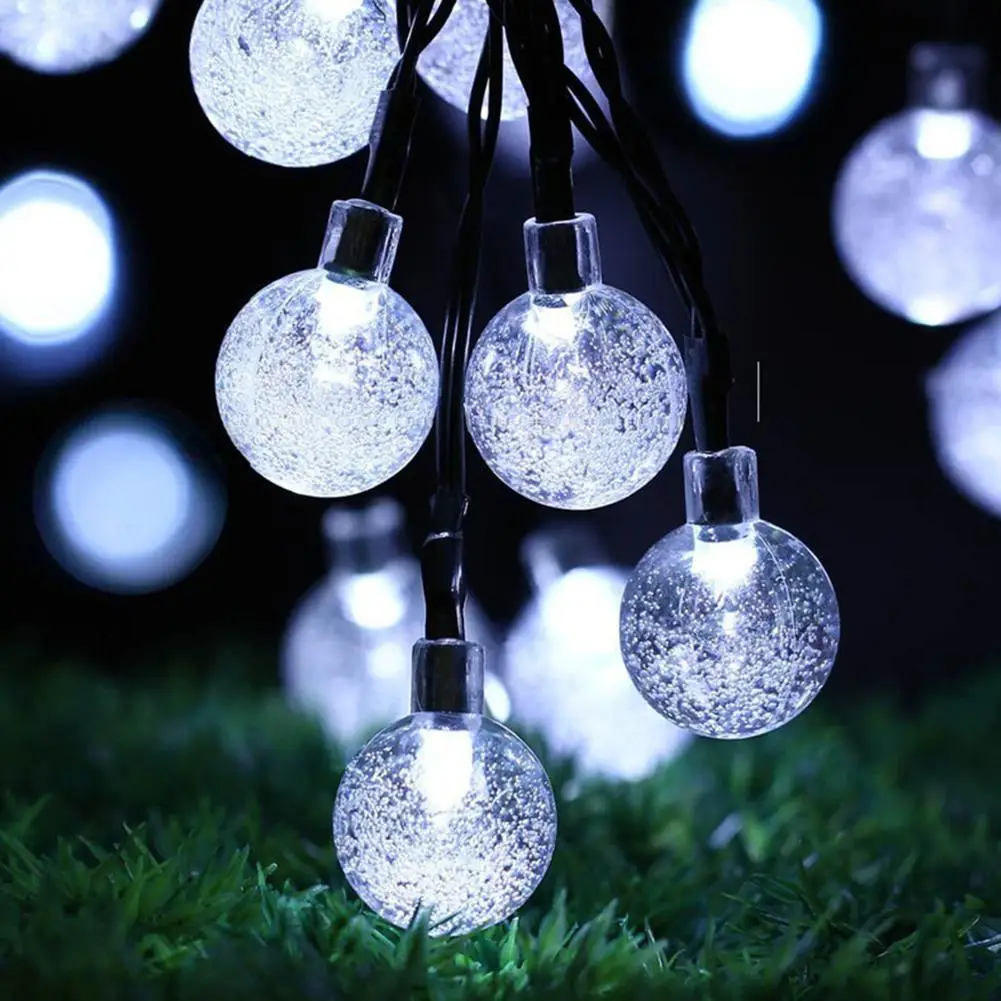6.5M 30LED Solar Powered Bubble String Lights Garden Home Party Night Light Colorful IP43 Waterproof Decoration Bulb Light
