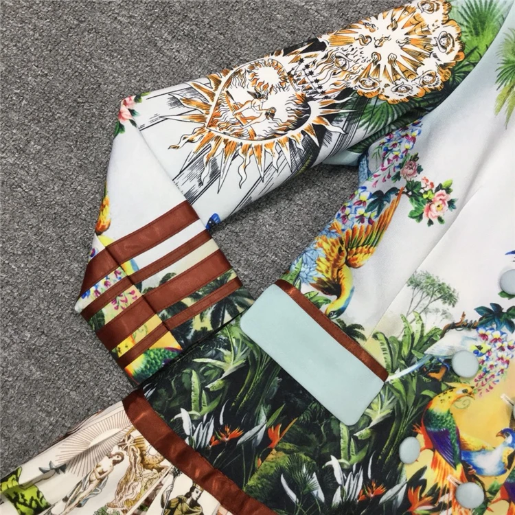 Truevoker Autumn Designer Pleated Dresses Ladies' High Street Full Sleeves Vintage Ethnic Printed Resort Vestidos