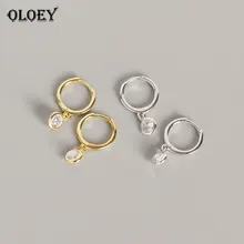 OLOEY 100% Pure 925 Sterling Silver Pendant Hoop Earrings for Women Small Round Zircon Brinco Earring Fine Party Jewelry YME549(China)