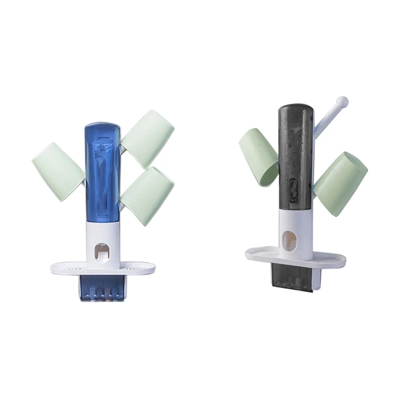 

Toothbrush Holder Storage Rack All Dust Free Clean with an Automatic Toothpaste Dispenser with 3x Wash Cups