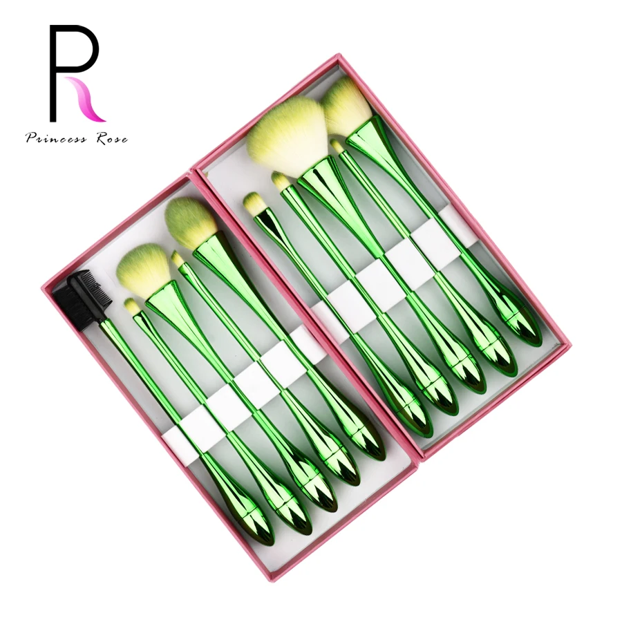 

10pcs popular gradient green colorful concealer foundation blush eyelash makeup brush set