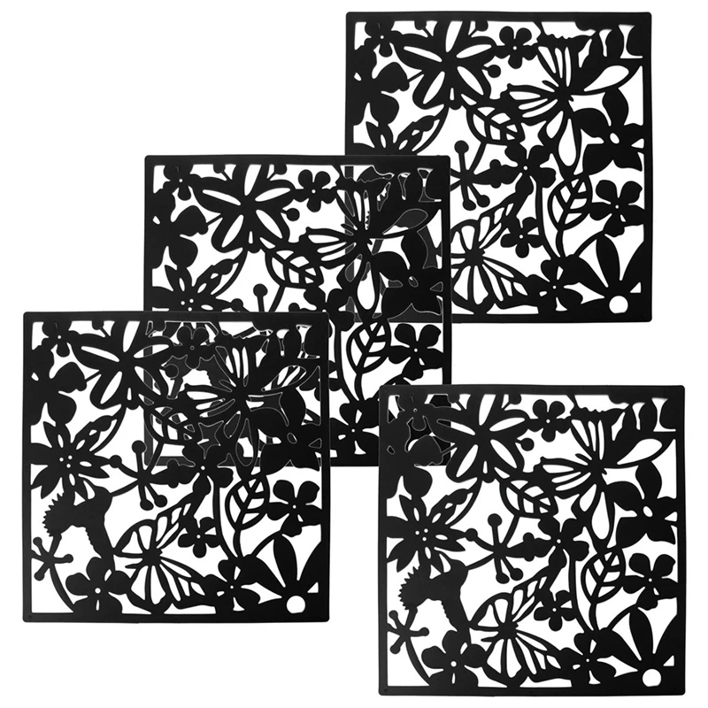 

Fashion 4 Pcs Butterfly Bird Flower Hanging Screen Partition Divider Panel Room Curtain Home Decor Black