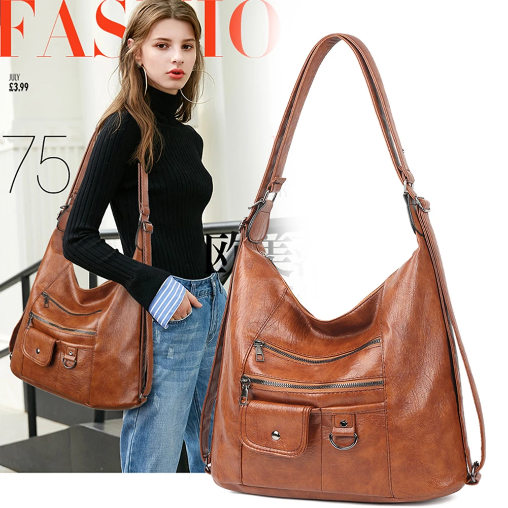 Elegant Women Anti-theft Shoulder Bags 3 in 1 Soft Pu Leather Crossbody Female Multi-Pockets Travel Bag Large Capacity Tote | Багаж и