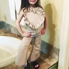 Модный однотонный комбинезон без рукавов с сердечками для девочек