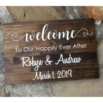 

Personalized Wedding Welcome Sign Welcome to our Happily Ever After Wooden Wedding Sign Rustic Wedding Decor