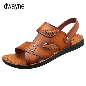 

New Classic Leather Men Soft Sandals Shoes Summer Leisure Beach Roman Men Sandals High Quality Sandals Slippers Soft Bottom 2019