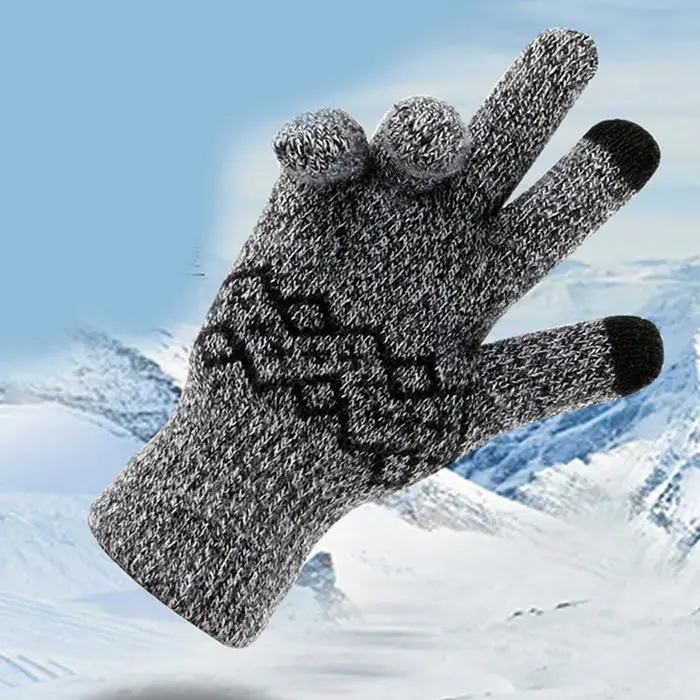 Winter Non-slip Women Men Mitten Elastic Cuff Warm Knitted Touch Screen Cycling, Outdoor Activities Gloves