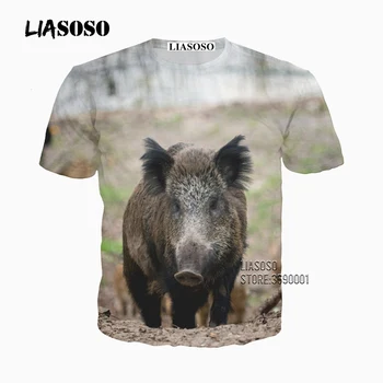 

LIASOSO Funny Wild Boar Men's T-shirt Wildlife Baby Pig 3D Print T shirt Summer Casual Short Sleeve Shirt Hip Hop Clothing Tops