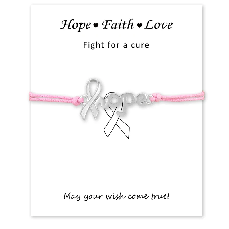 Браслет из розовой ленты для женщин и мужчин|breast cancer awareness|cancer awarenessmen jewelry |