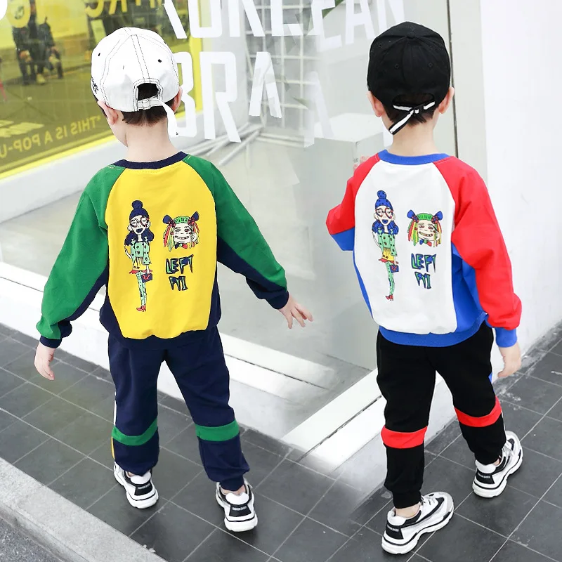 

Medium-small Childrenswear 2019 Spring a Ready BOY'S Spring Clothing Set Boy Korean-style Sports Spring And Autumn Two-Piece Set