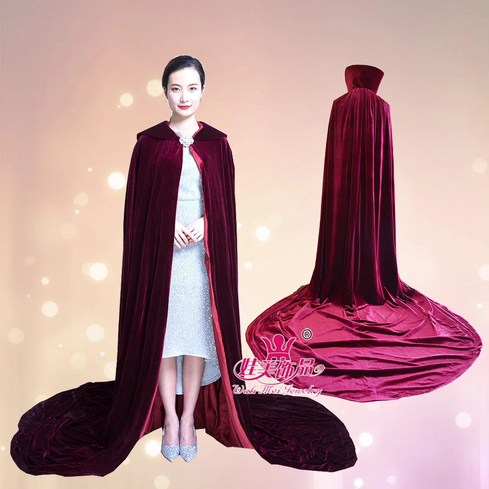 Adult beauty pageant velvet long cloak clothing to participate in the event, party show velvet cloth 250cm cloak in different co