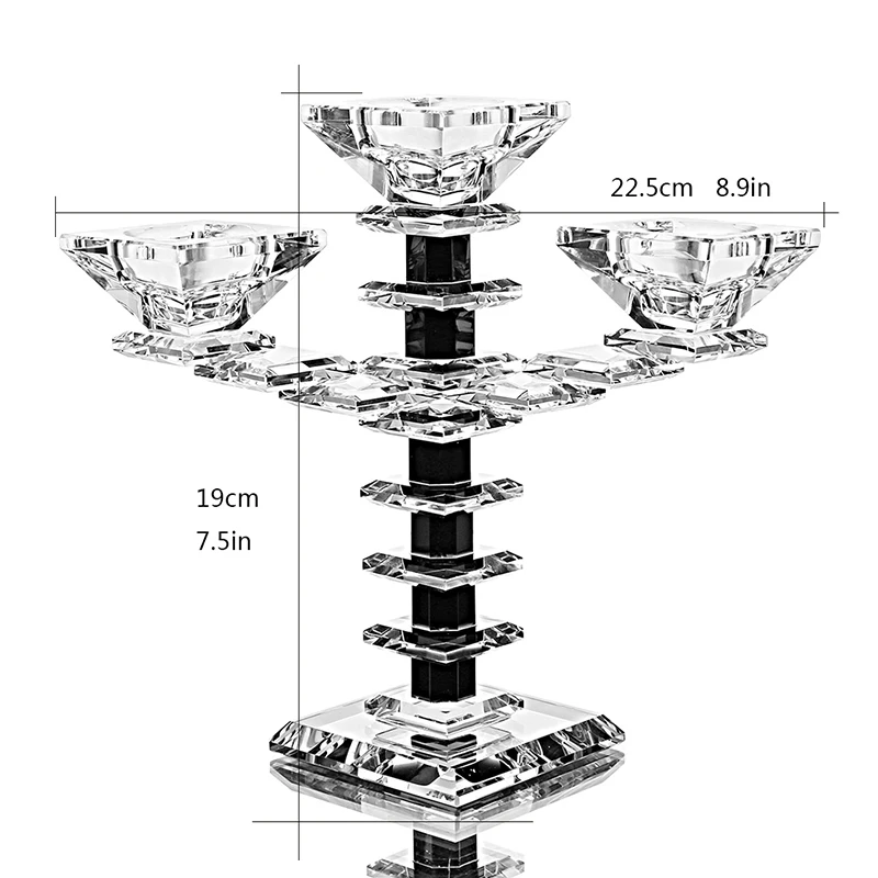 H& D черный кристалл подсвечники с 3 руки канделябры для свадьбы обеденный, журнальный столик декоративный центральный, Подарок на годовщину