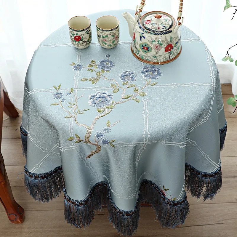 

Noble Luxury Small Round Table Cloth Cover Rectangle Jacquard Tablecloths Hotel Dustcloth Tablecloth Tassel Edge Tapete