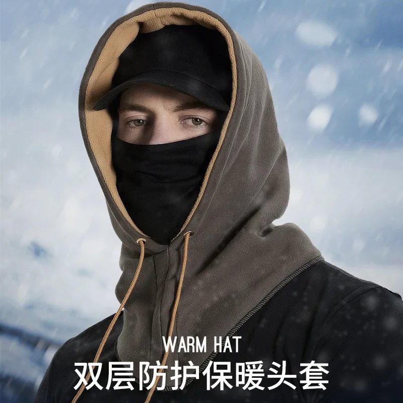 

Winter Hat Men's Women's Polar Fleece Cap Outdoor Sports Skiing Riding Double Layer plus Velvet Warm Dust Respirator