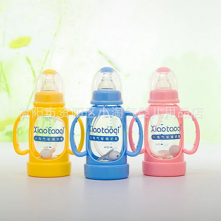 

New Style Small Naughty against Flatulence Heat Resistant Breast Milk RealSense Borosilicate Crystal Diamond Glass Feeding Bottl