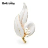 Wuli&baby Pearl Enamel Leaves Brooches Women 3-color Flower Party Casual Office Brooch Pins Gifts ► Photo 3/5