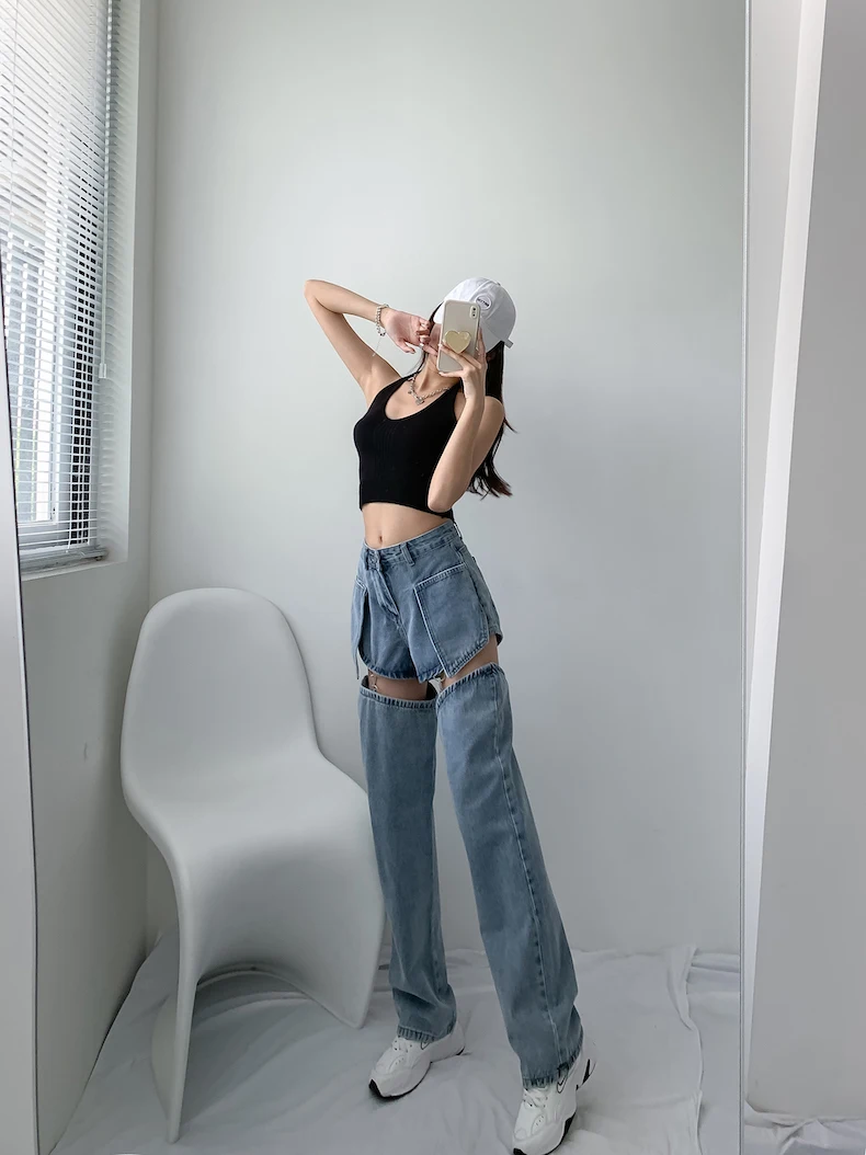 2021 calça jeans feminina social cor sólida