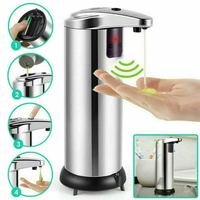 250ml Stainless Steel Automatic Soap Dispenser Handsfree Automatic IR Smart Sensor Touchless Soap Liquid Dispenser|Liquid Soap Dispensers| - AliExpress