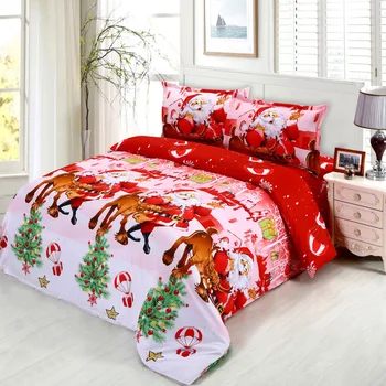 

4Pcs Bedding Set Cotton Christmas Coverlet Set Bedspread Sheet 2 Pillowcase