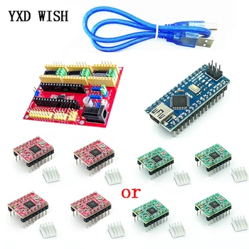 

CNC Shield V4 Expansion Board + For Arduino NANO 3.0 With USB + 4pcs Stepper Motor Driver A4988 Kit For 3D Printer CNC Kit