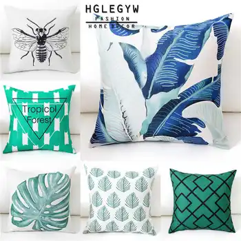 

Leaf stripe pattern Pillow Case Throw Pillowcase Soft Cotton Linen Printed Pillow Covers For Office Home Textileations