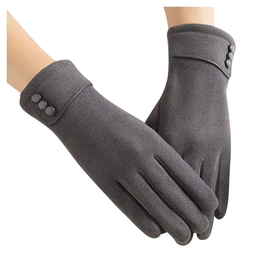 Новые модные женские зимние перчатки, теплые женские перчатки, перчатки для вождения, перчатки для сенсорного экрана для мобильного телефона - Цвет: Gray