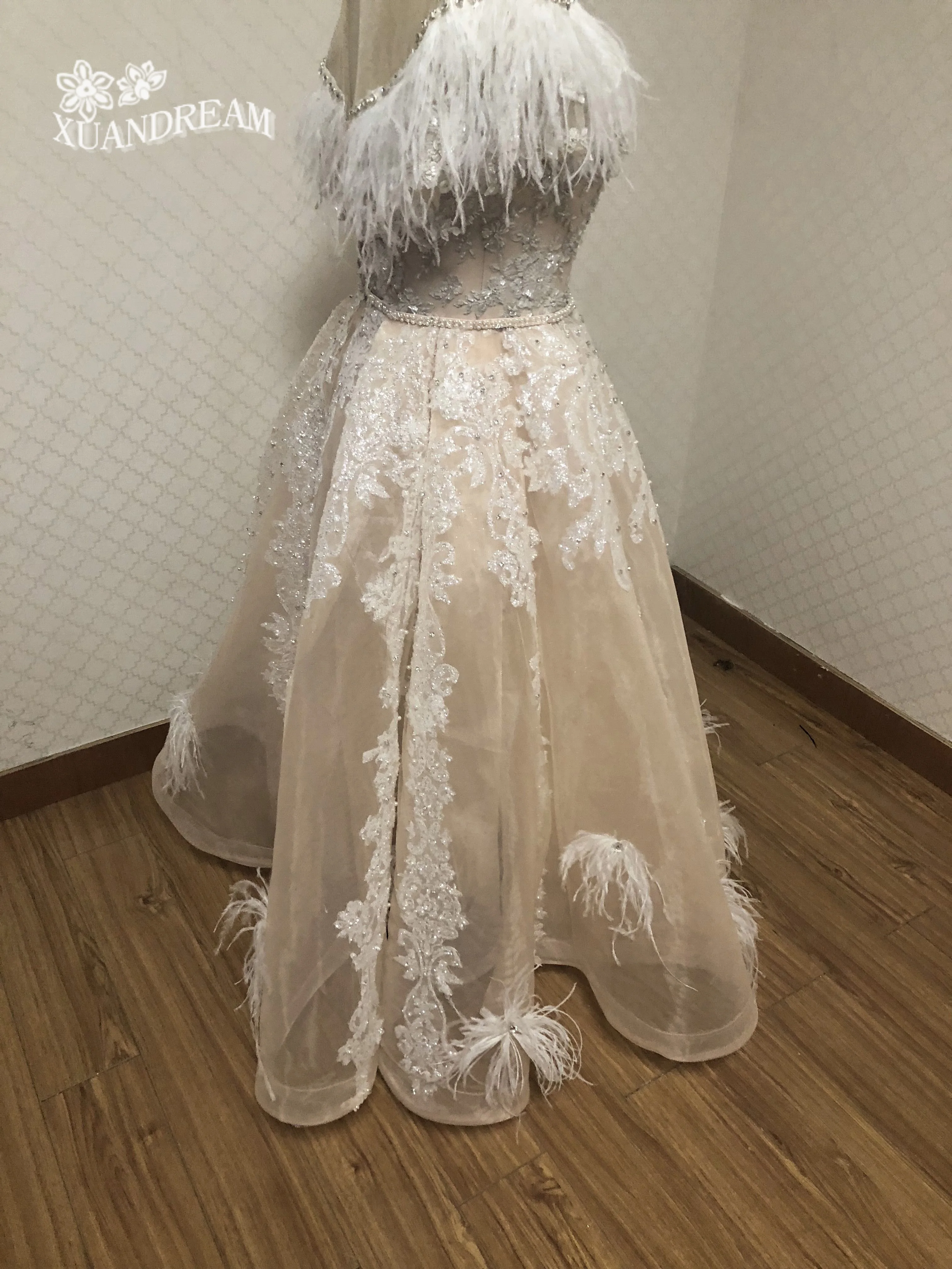 Вечернее платье из перьев abiti da cerimonia robe longue элегантная Пышная юбка блестящие свадебные вечерние платья для вечерние XD-046