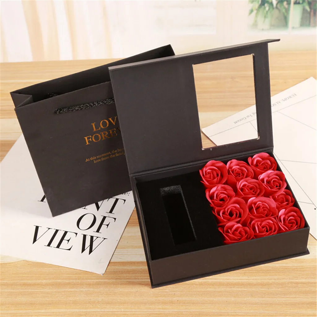 Открывающееся окно 12 мыло Роза помады в подарочной коробке День Святого Валентина подарок для дома для всей семьи; Новые поступления; Лидер продаж;