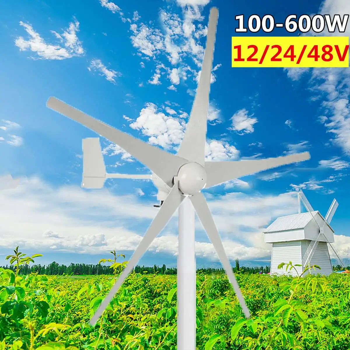 

Wind Generator wind T urbine Max 600W DC 24V/48V 5 Blade Household Wind Generator 24V/48V 600W Permanent Generator T urbine