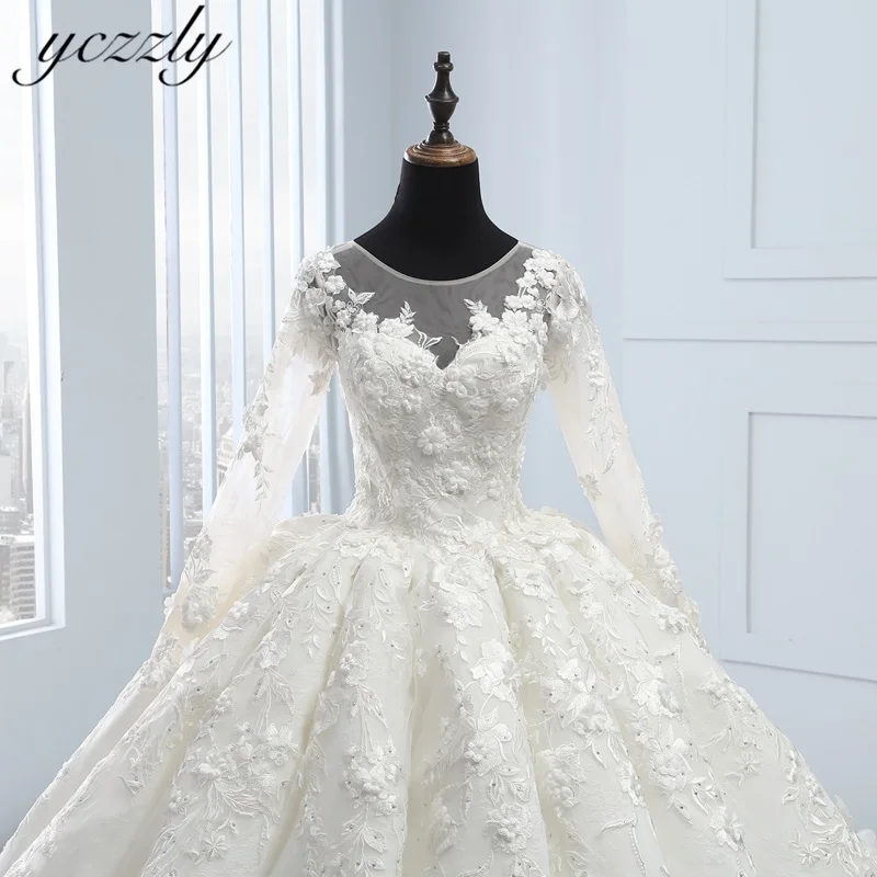 Abiti Da Sposa роскошное элегантное женское вечернее платье мусульманское свадебное платье с длинными рукавами с кружевной аппликацией бальное платье принцессы Свадебное платье W134