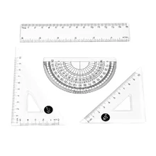 

4Pcs Ruler Set Geometry Triangle Straightedge Multifunctional Math Drawing Caliper Stationery Rulers for School