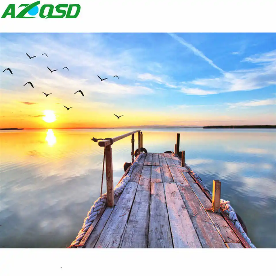 AZQSD алмазная мозаика мост вышивка полная выкладка море крестиком рукоделие
