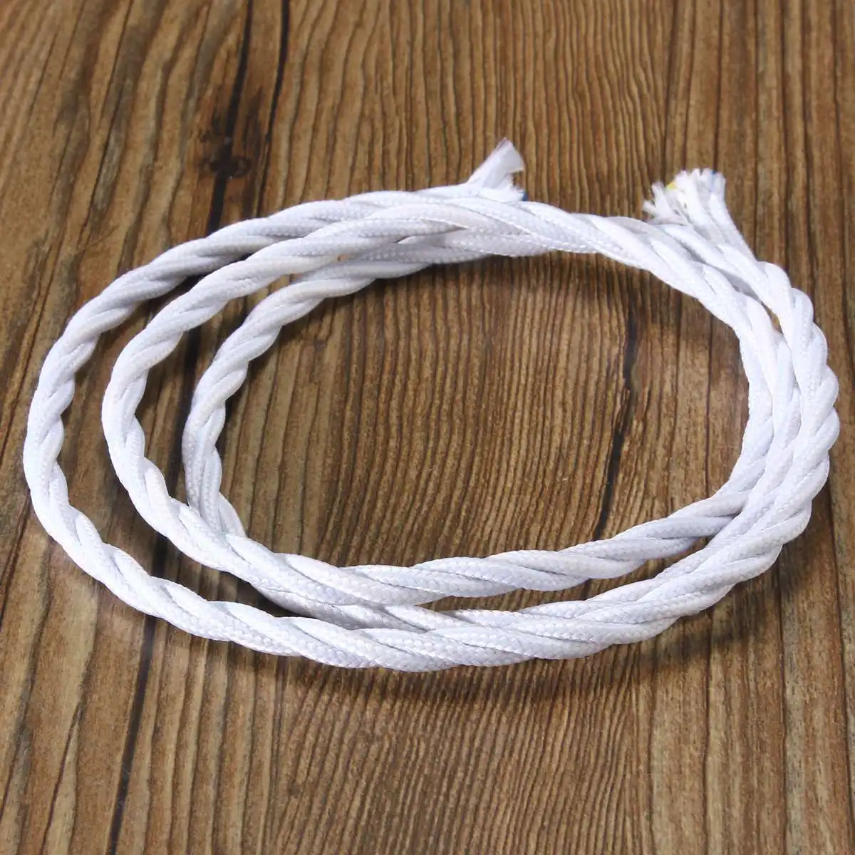 1 м винтажная цветная плетеная ткань гибкий кабель провод шнур электрическая лампа 3 ядра 0,75 см DIY светильники на тросах аксессуары - Цвет: Белый