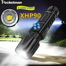 Супер яркий XHP90.2 светодиодный фонарь XLamp тактический Водонепроницаемый фонарь умный чип управление с нижней атакой конус USB Перезаряжаемый