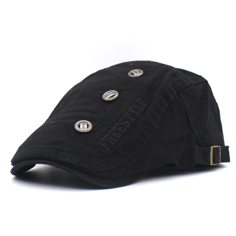 Newsboy Cap Beret Hat Spring Summer Letter Embroidery Men Cotton Flat Peaked Cap Women 10