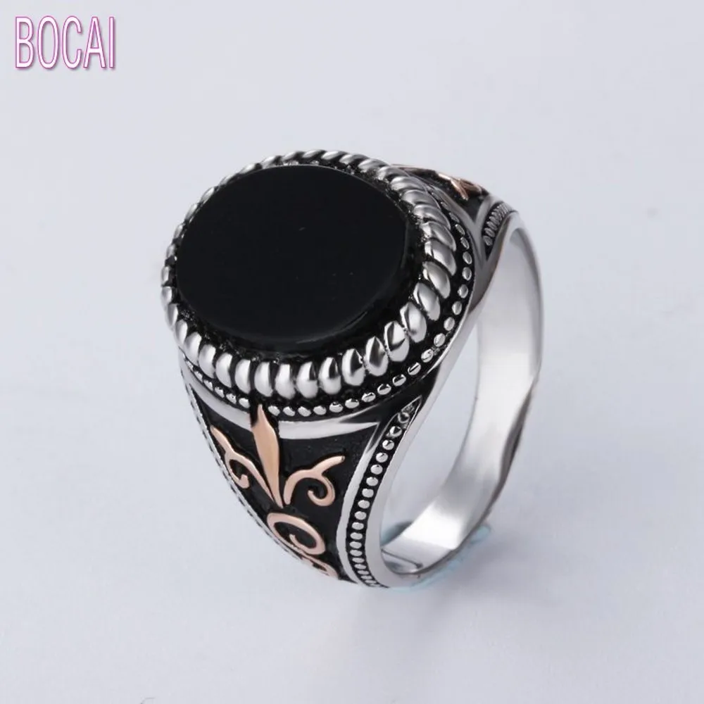 BOCAI S925 Серебро Кольца Новые Модные натуральный агат ювелирные изделия супер