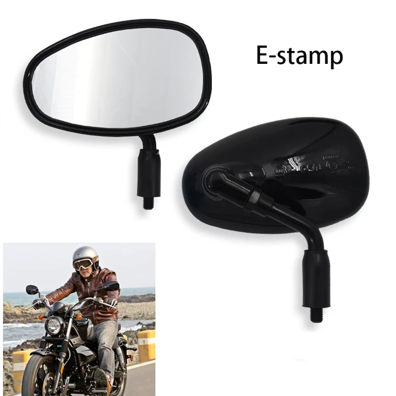 Motorcycle Handle Bar Mirror E stamp 10mm Universal Vintage Oval Motorcycle Back Rearview Mirror for Prince Suzuki GV300S