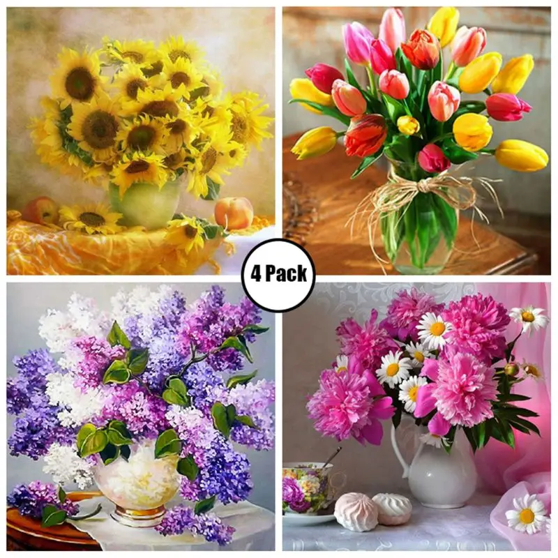 

5D 5D Round Shaped Diamond Painting by Number Kits, Rhinestone Embroidery Cross Stitch Pictures for Christmas Halloween Home