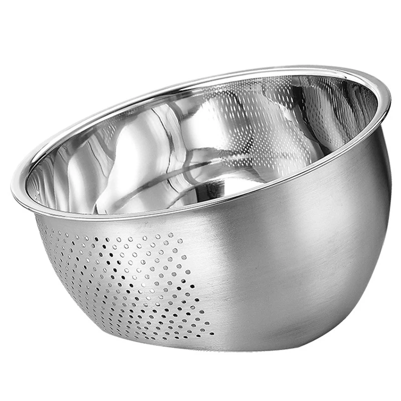 

NHBR-With Side Drainer Stainless Steel Large Capacity Fruit Vegetables Practical Washing Bowl Kitchen Supplies Rice Sieve