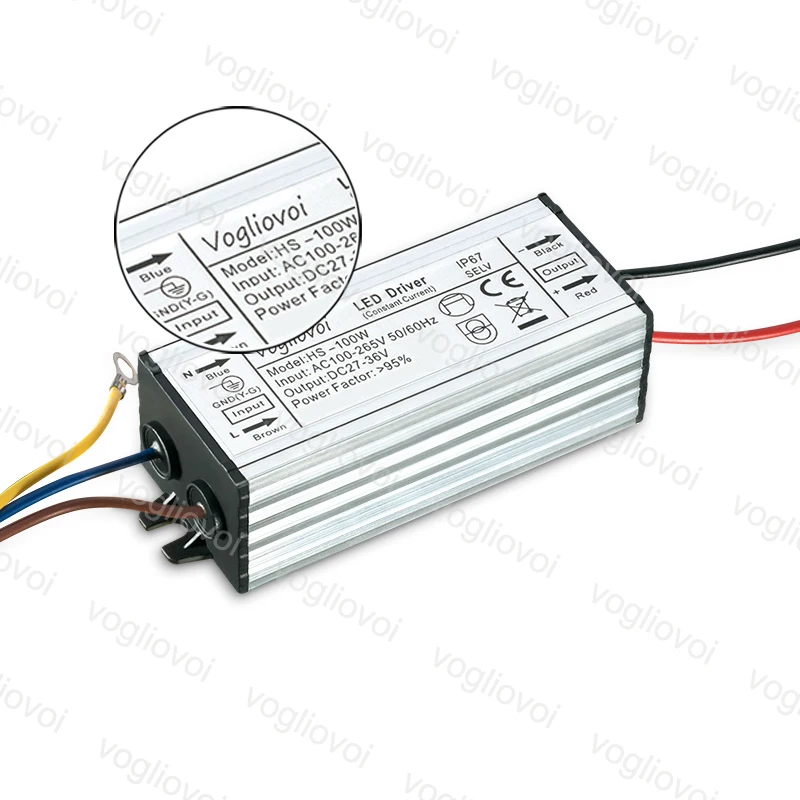 Vogliovoi светодиодный трансформатор 100 Вт низкий ток для прожектора HighBay AC110V AC220V алюминиевый IP67 Светодиодный адаптер трансформатора