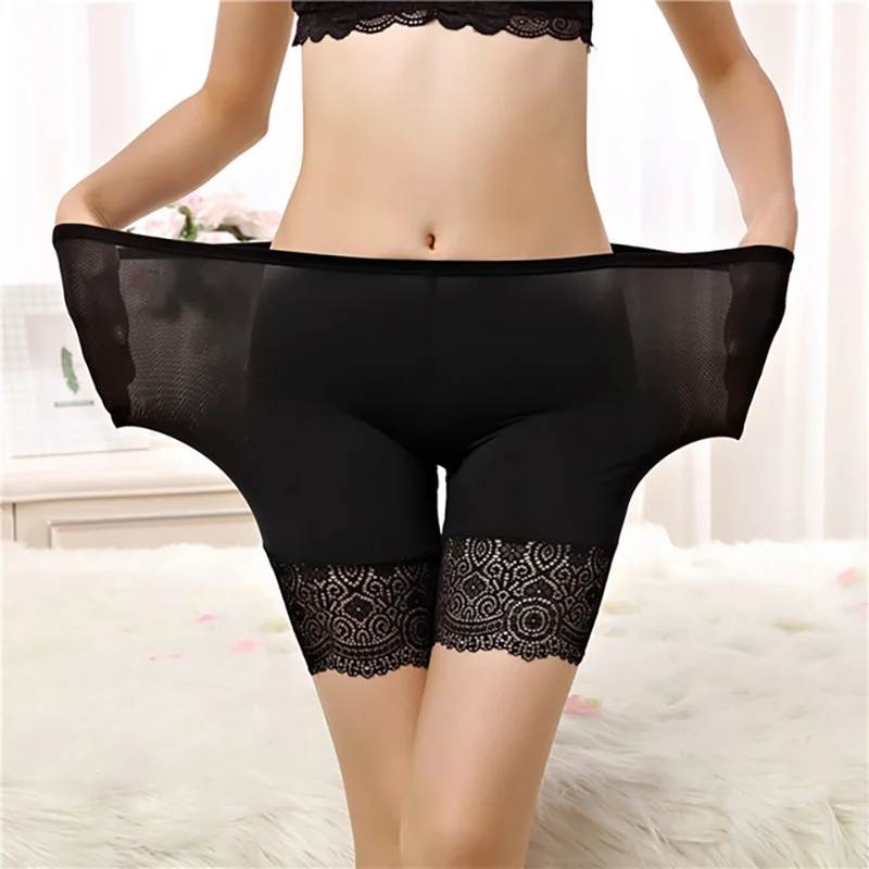 Seamless Underwear Shorts Women Soft Cotton Safety Short Pants Female Sexy Lace Black Boxers Women Plus Size Boyshort Panties