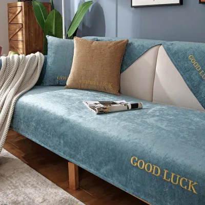 

Four seasons universal non-slip sofa cushion, simple modern chenille solid color sofa cover